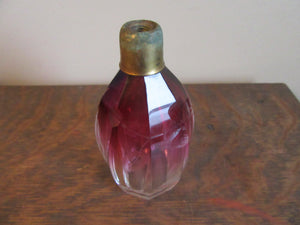 Antique Cranberry to Clear Crystal Perfume Bottle