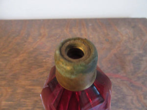 Antique Cranberry to Clear Crystal Perfume Bottle