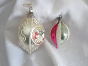 Vintage Glass Christmas Ornament Silver and Red