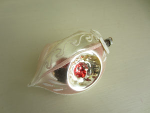 Vintage Glass Christmas Ornament Silver and Red