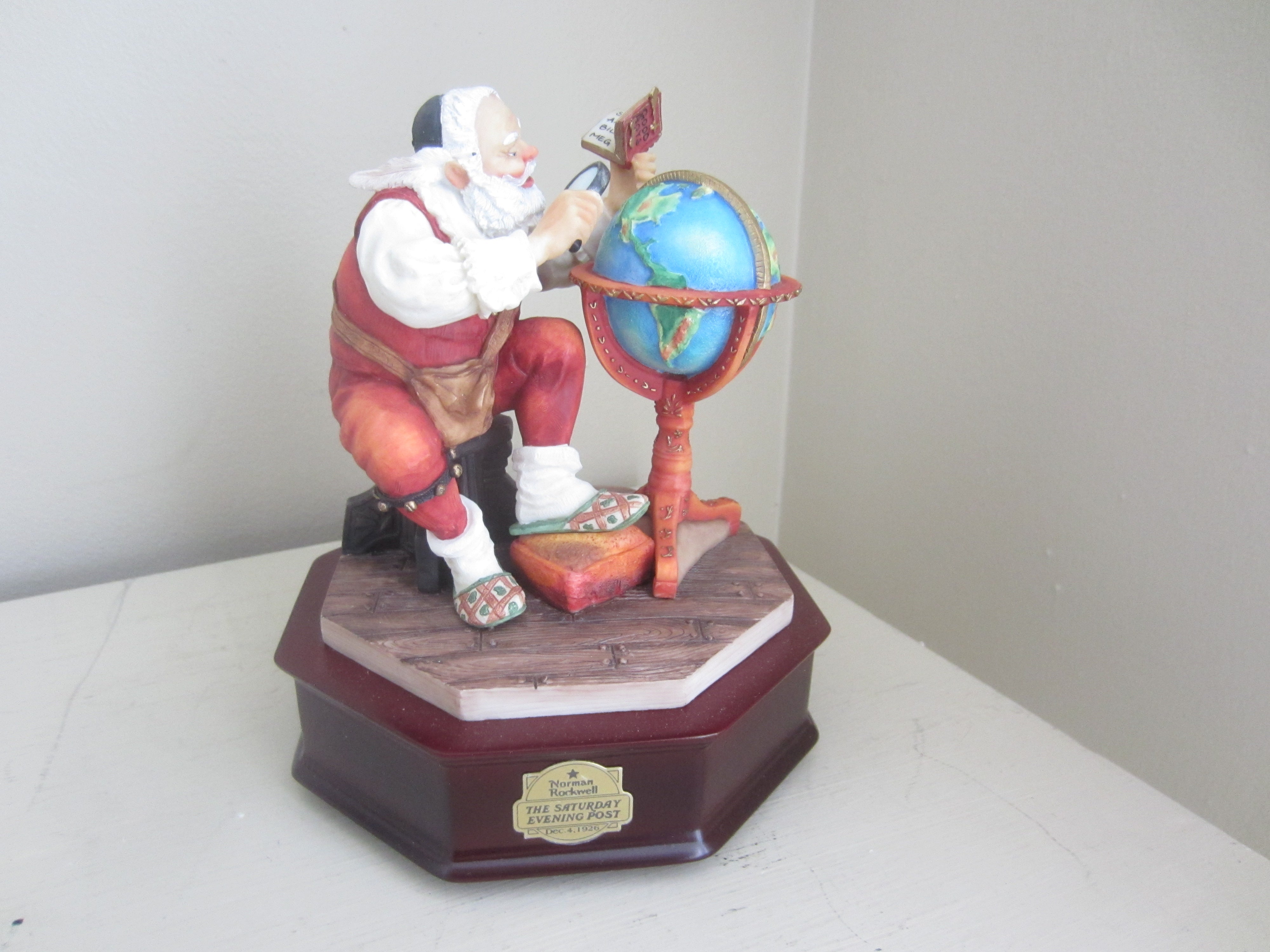 Norman Rockwell The Saturday Evening Post "Santa At The Globe" Music Box