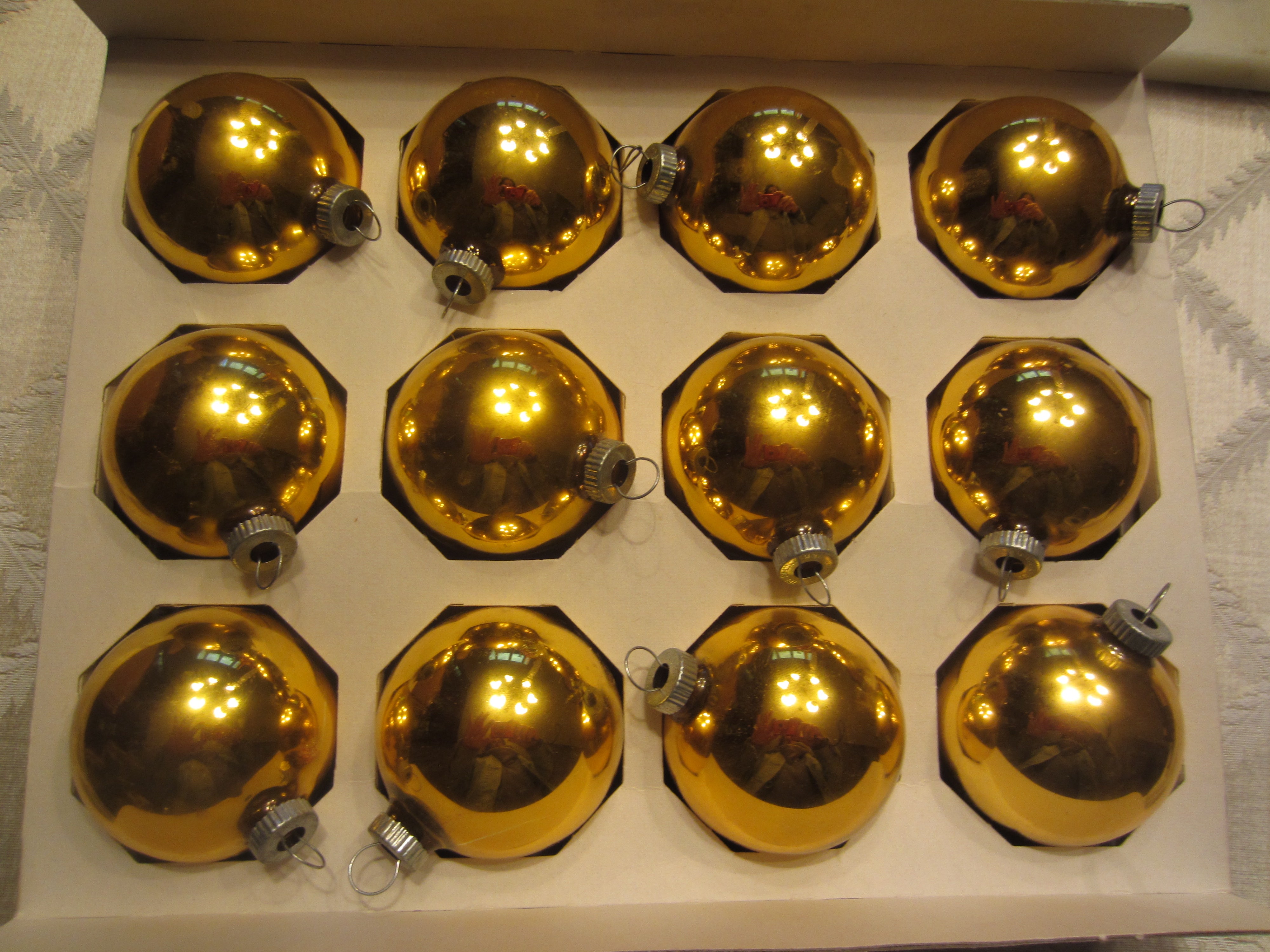 Vintage SHINY BRITE Gold Ornaments