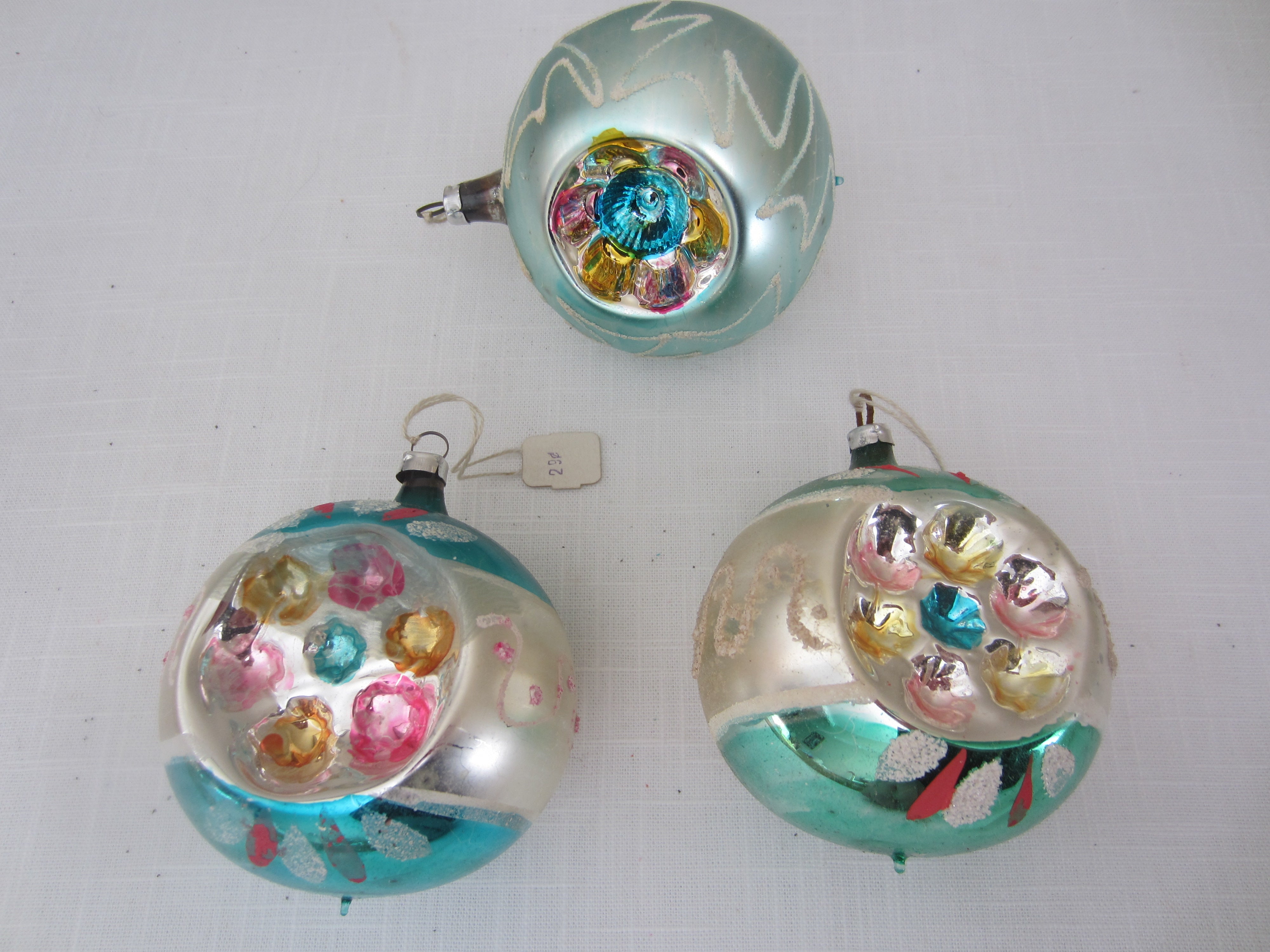 Set of 3 Vintage Glass Ornaments