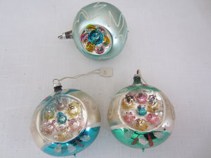 Set of 3 Vintage Glass Ornaments